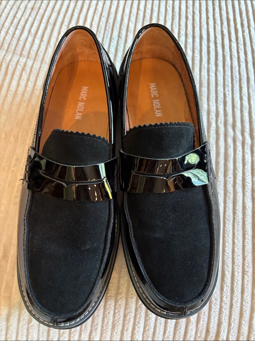Marc NOLAN men’s patent leather / suede loafer